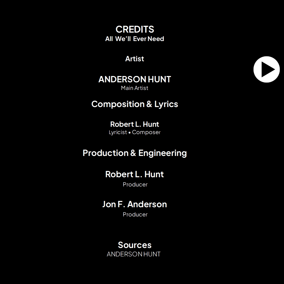 Crediits card for All we'll ever need single