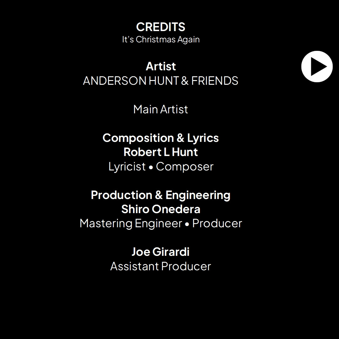 Hover credit text for the single it's Christmas again