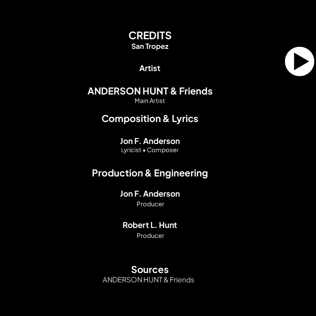 List of credits for San Tropez single